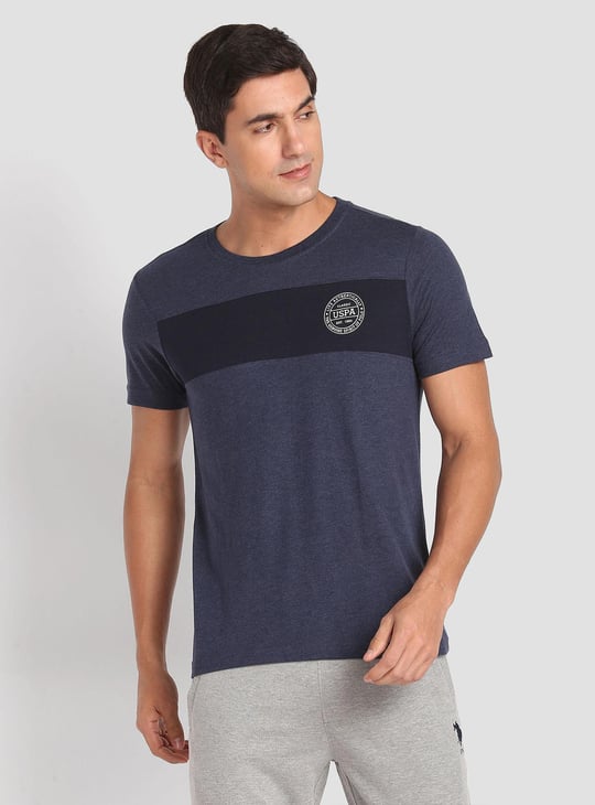 POLO ASSN. Men Solid Crew Neck Colour Block T-Shirt