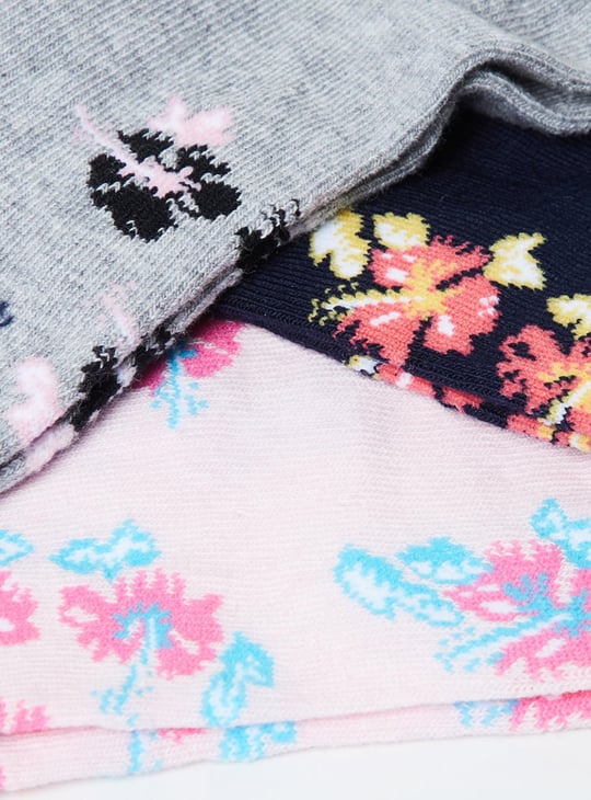MAX Women Floral Patterned Ankle-Length Socks - Pack of 3
