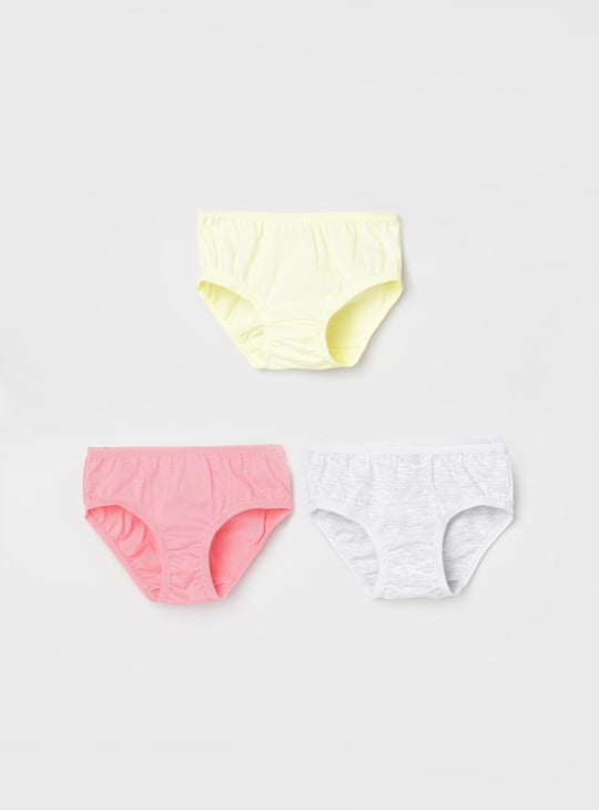 Girls Solid Elasticated Briefs - Pack of 3 