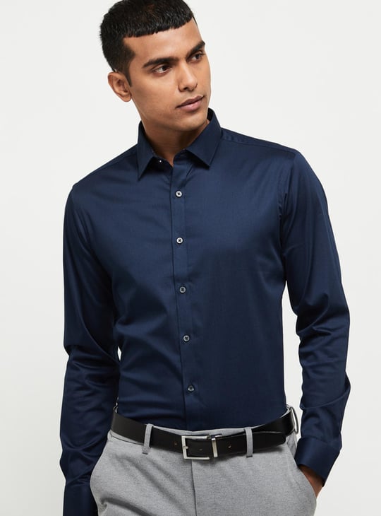 Men Solid Slim Fit Formal Shirt 