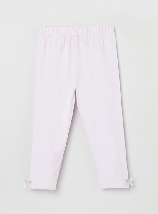 Girls Solid Elasticated 3/4th Leggings