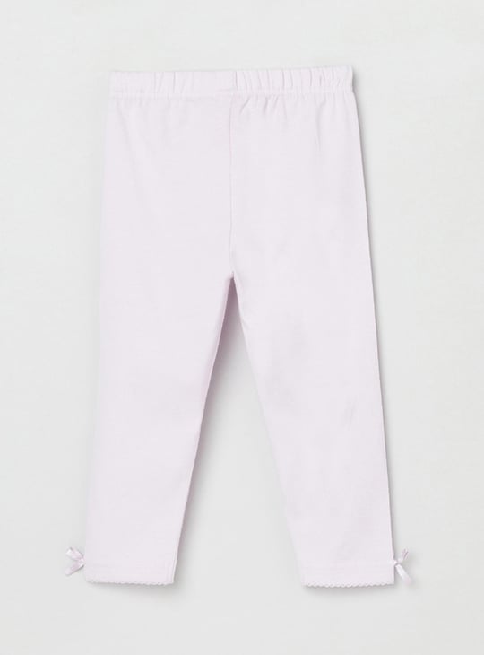 Girls Solid Elasticated 3/4th Leggings
