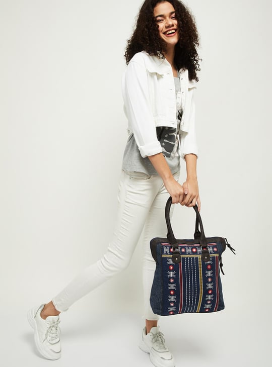 MAX Women Mirror Embellished Tote Bag