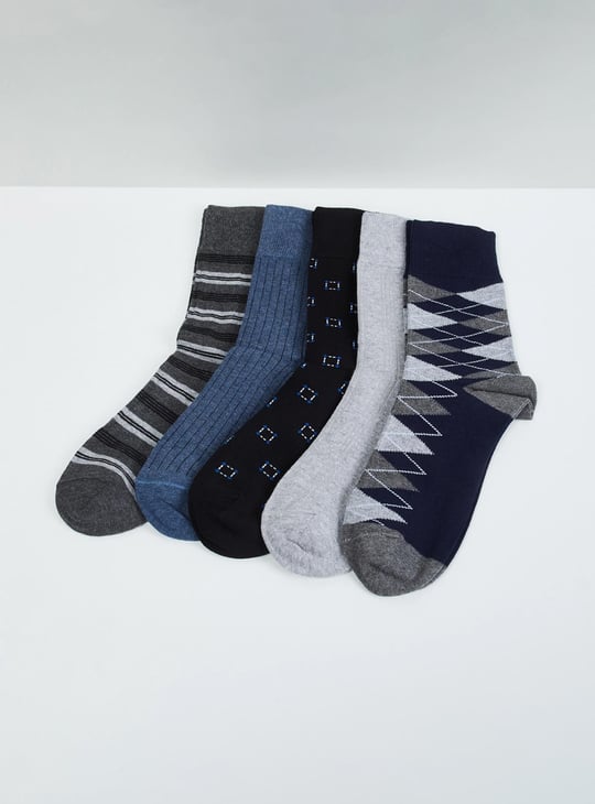 MAX Men Patterned Calf Length Socks - Pack Of 5