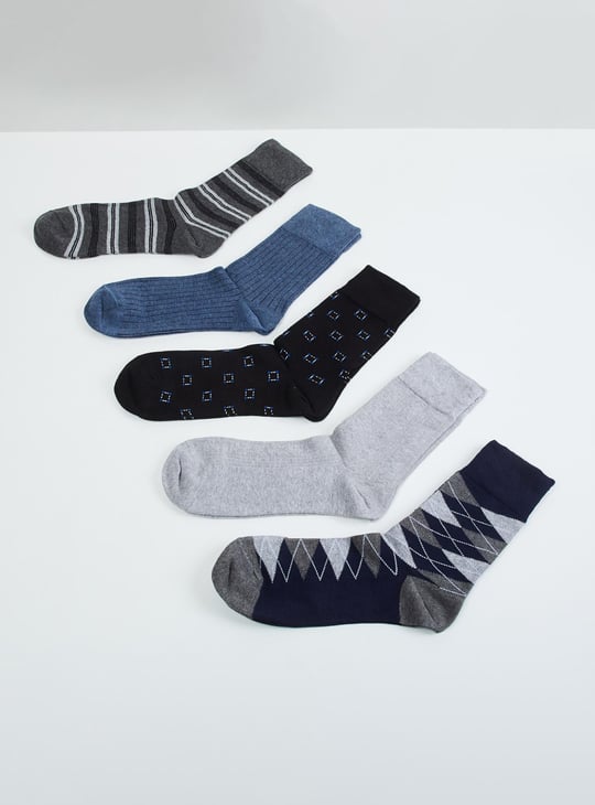 MAX Men Patterned Calf Length Socks - Pack Of 5