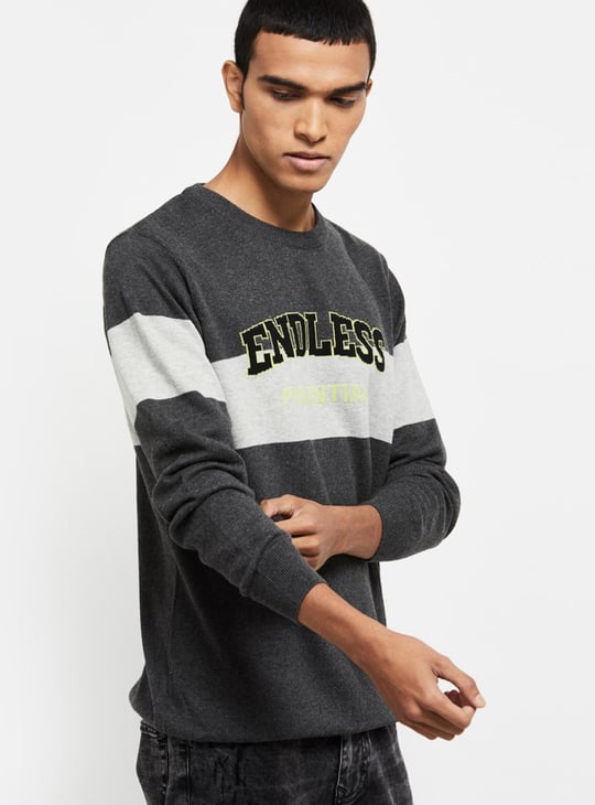 Men Printed Full Sleeves Sweater Ribbed