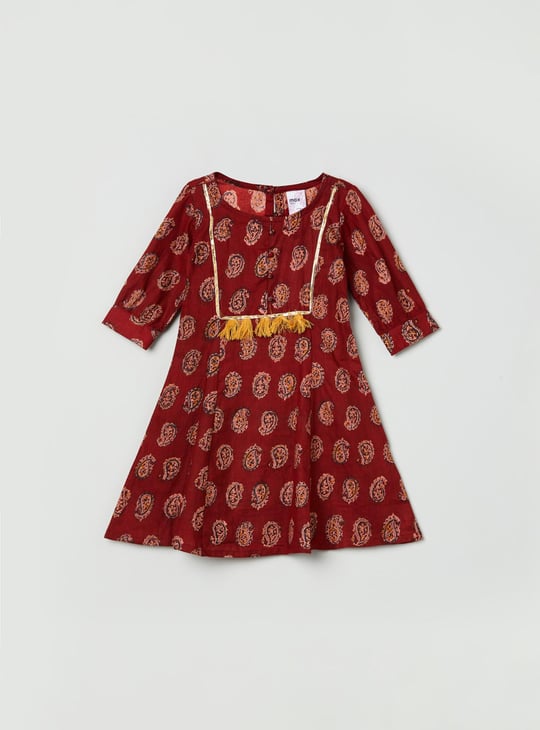Girls Printed A-Line Kurta with Palazzo Pants