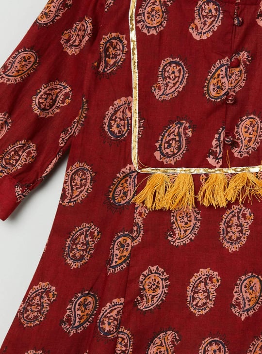 Girls Printed A-Line Kurta with Palazzo Pants