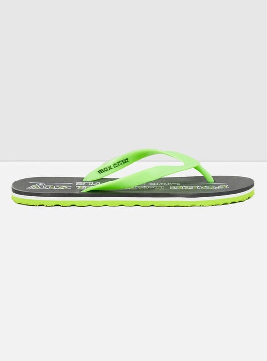 Men Typographic Print V-Strap Flip Flops 