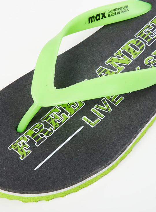 Men Typographic Print V-Strap Flip Flops 