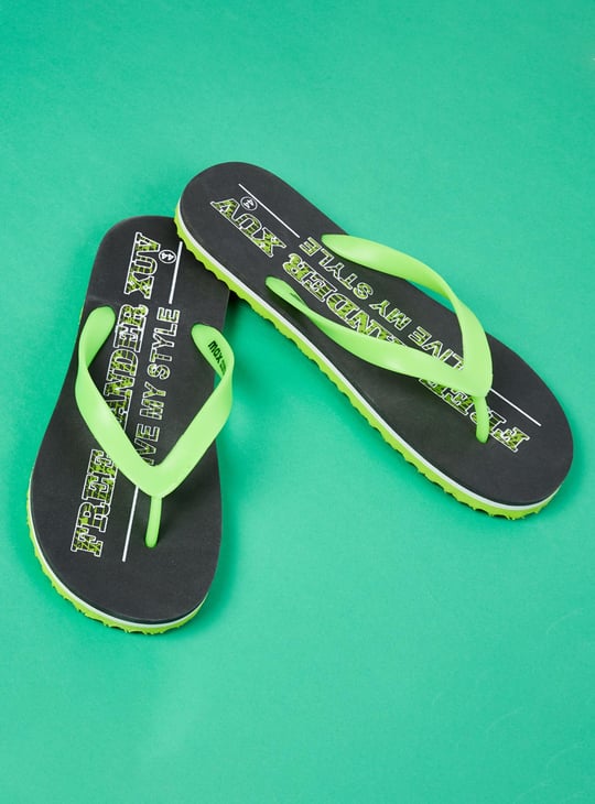 Men Typographic Print V-Strap Flip Flops 