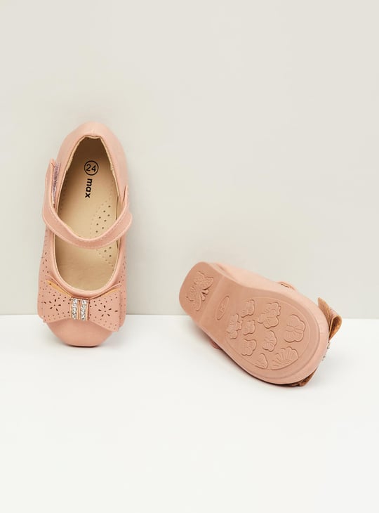 Girls Laser-Cut Bow Detail Ballerina Flats 