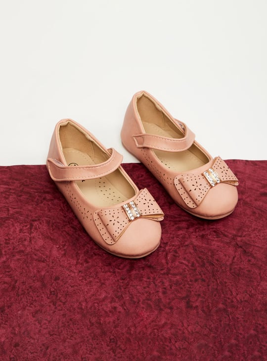 Girls Laser-Cut Bow Detail Ballerina Flats 