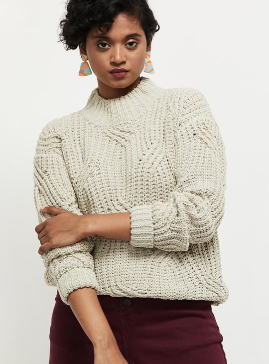 トップス Summer High Neck Knitted Pullover Buy ZAFUL Women's Cropped Turtleneck Sweater Lantern Sleeve Ribbed