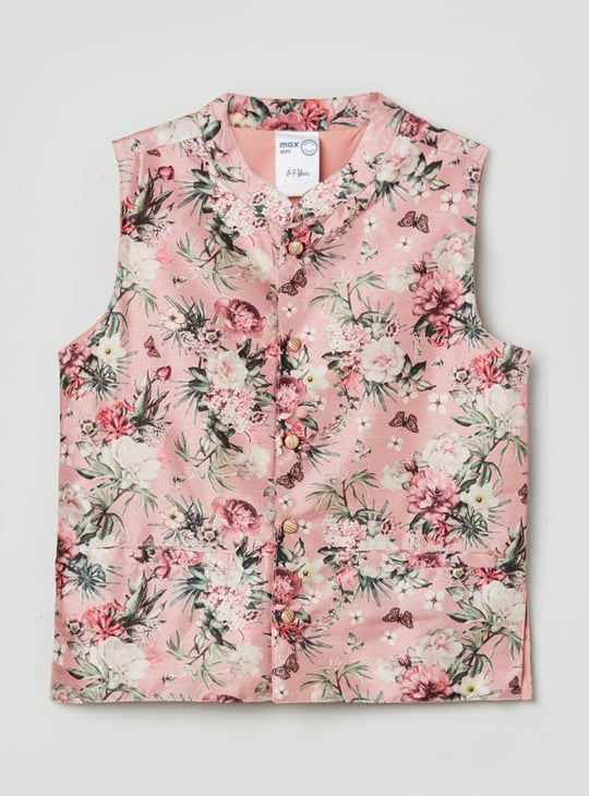 Boys Floral Printed Nehru Jacket