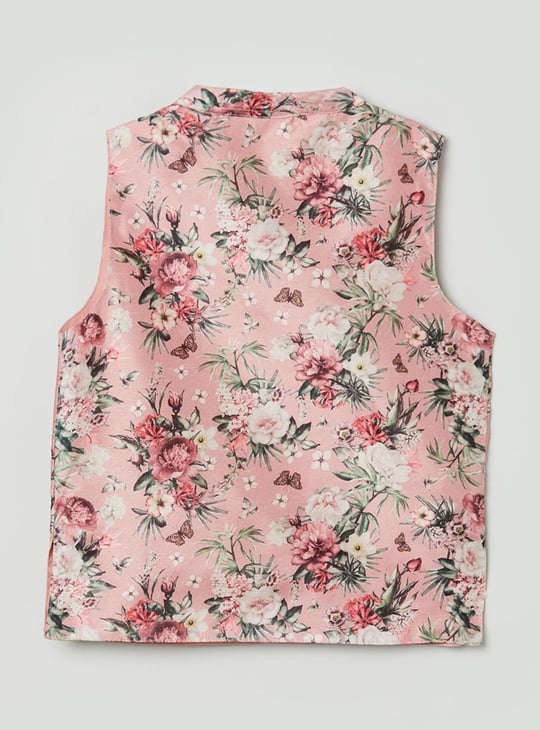 Boys Floral Printed Nehru Jacket