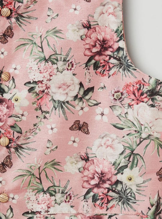 Boys Floral Printed Nehru Jacket