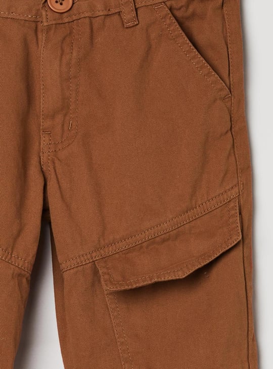 Boys Solid Flap Pocket Casual Joggers 