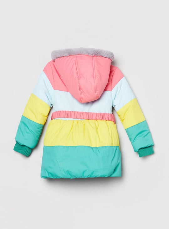 Girls Colourblocked Quilted Jacket 