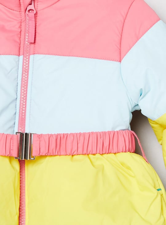 Girls Colourblocked Quilted Jacket 