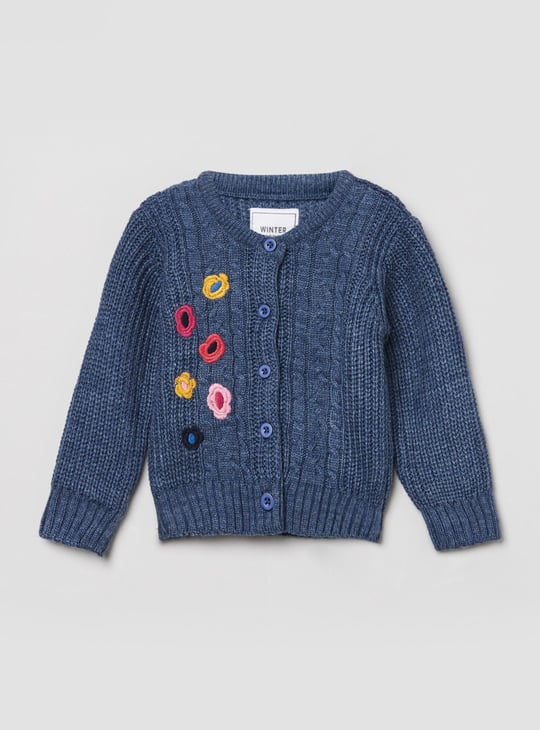 MAX Girls Embroidered Full Sleeves Sweater