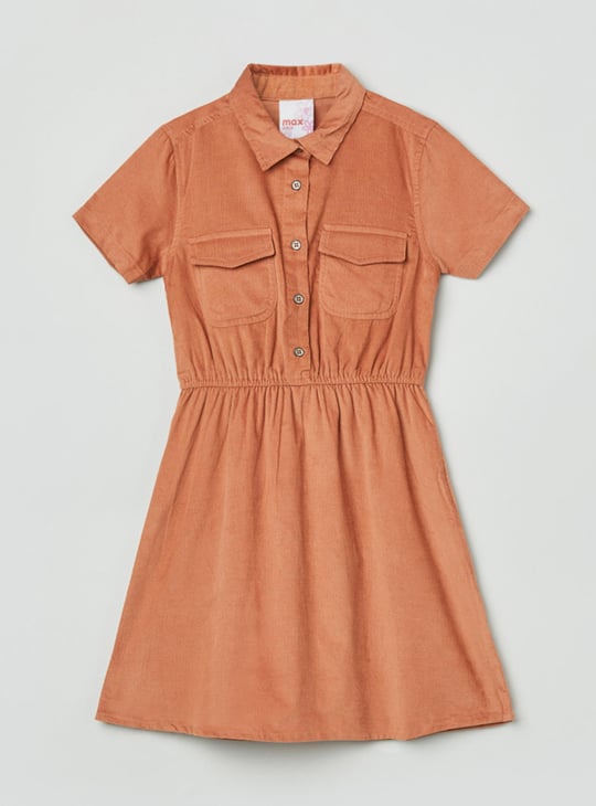 strapless open back dress Women's Solid Orange V-Neck Dress – Levis India Store