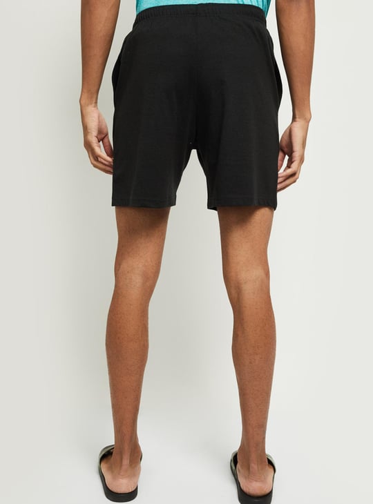 Men Solid Drawstring Waist Lounge Shorts- Pack of 2