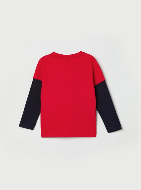 MAX Boys Printed Crew Neck Twofer T-shirt