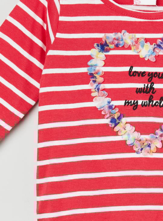 Girls Striped Round Neck T-shirt