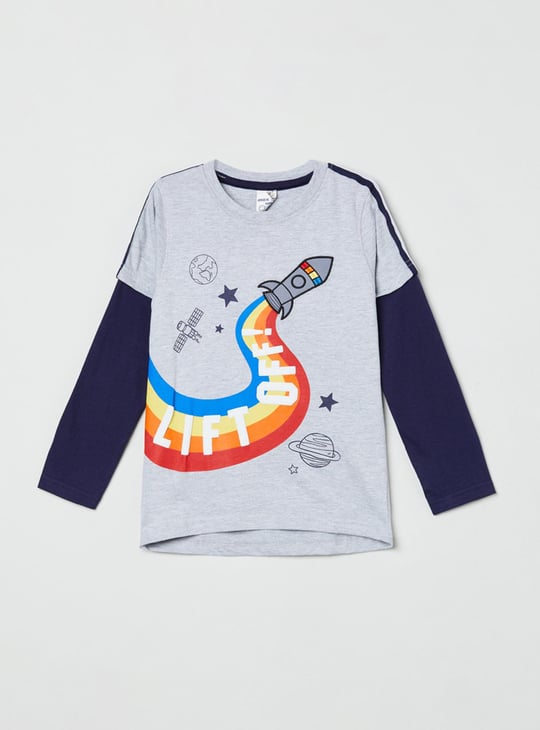 MAX Boys Printed Crew Neck Doctor Sleeves T-shirt