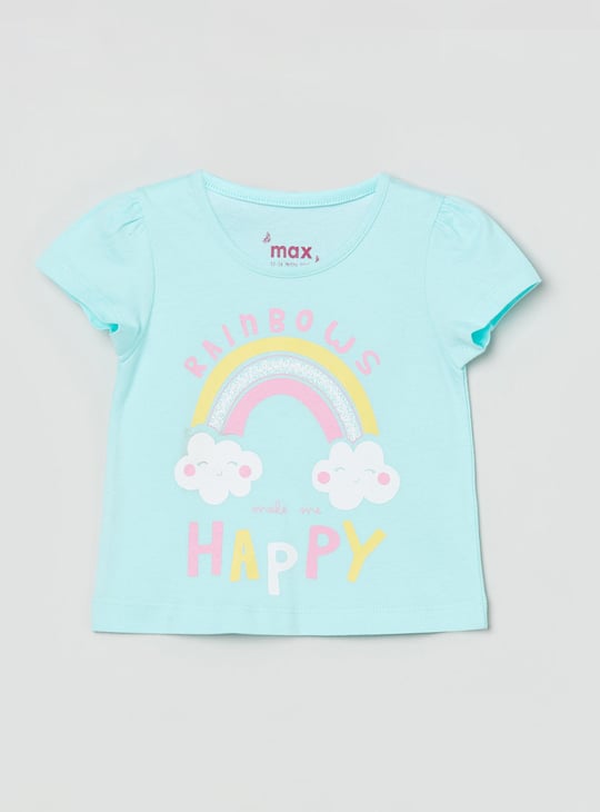 MAX Girls Printed Round Neck T-shirts Combo - Pack of 5