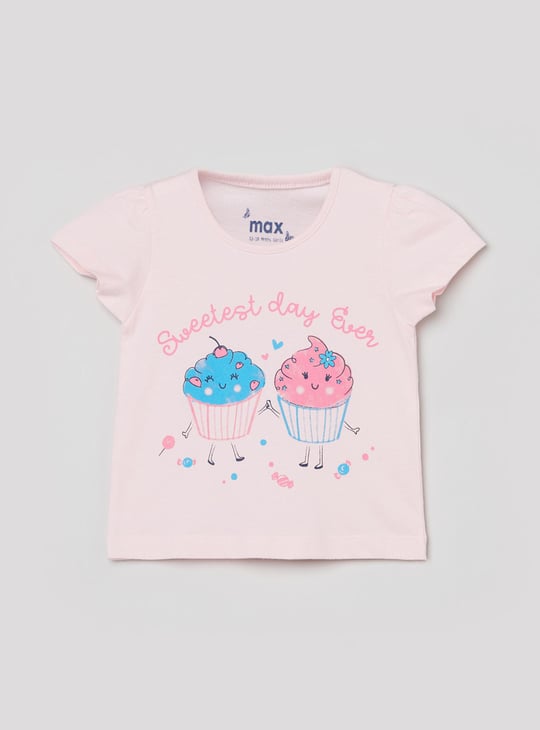 MAX Girls Printed Round Neck T-shirts Combo - Pack of 5