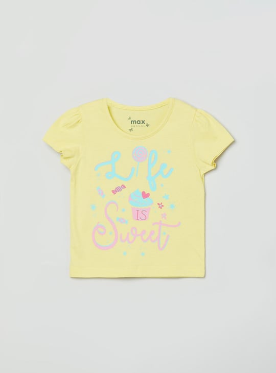 MAX Girls Printed Round Neck T-shirts Combo - Pack of 5