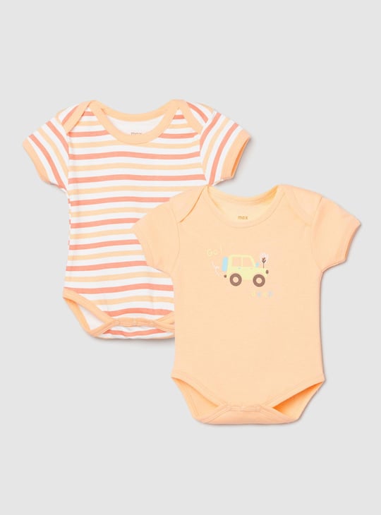 Boys Printed Anti-Bacterial Bodysuit - Pack of 2 