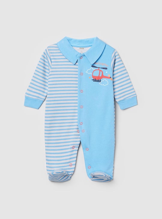 MAX Boys Striped Collared Sleepsuit