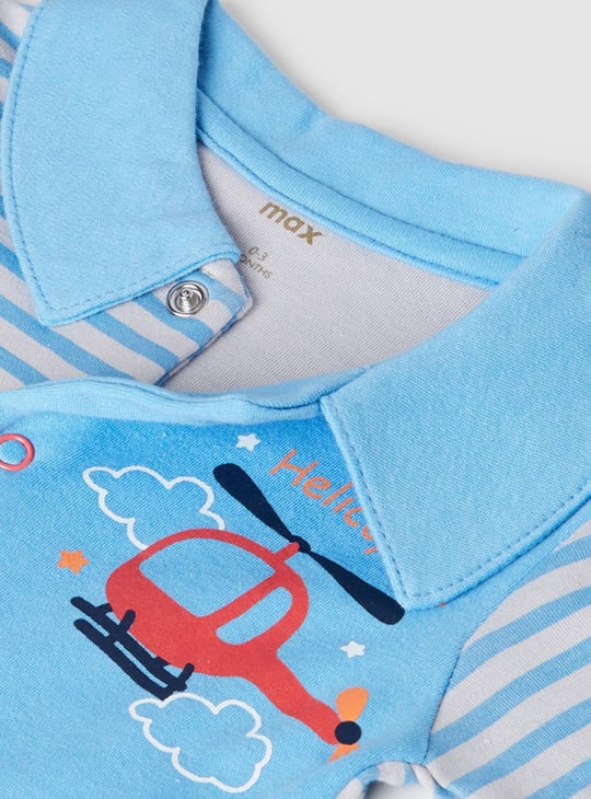 MAX Boys Striped Collared Sleepsuit