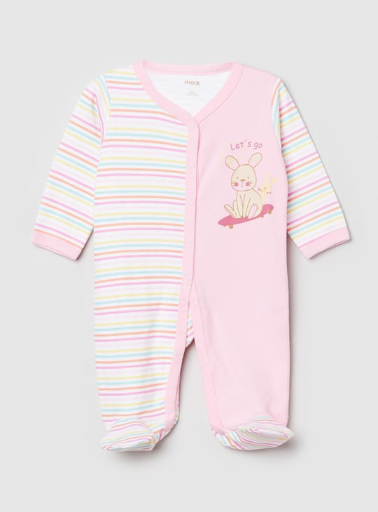 Girls Striped Anti-Bacterial Sleepsuit 