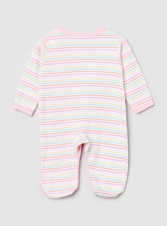 Girls Striped Anti-Bacterial Sleepsuit 
