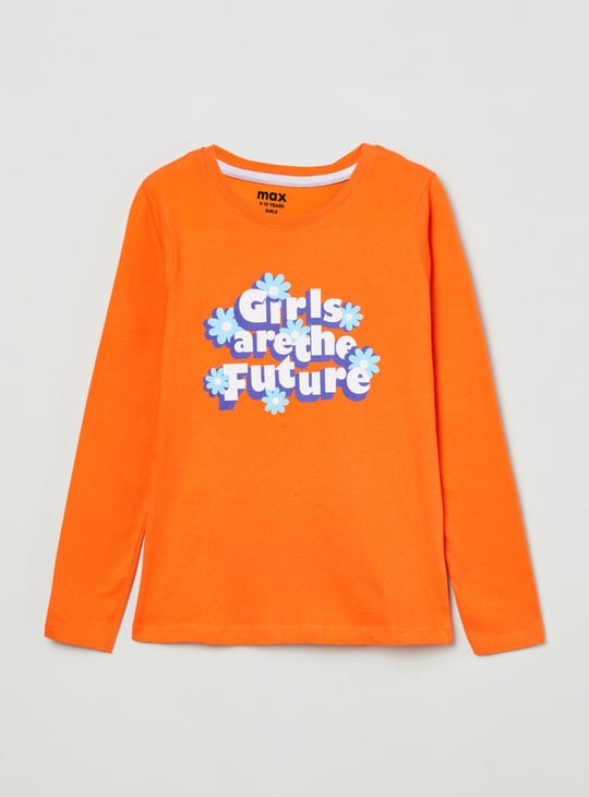 MAX Girls Printed Round Neck T-shirt