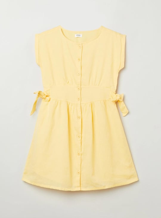 Girls Solid Woven A-Line Dress