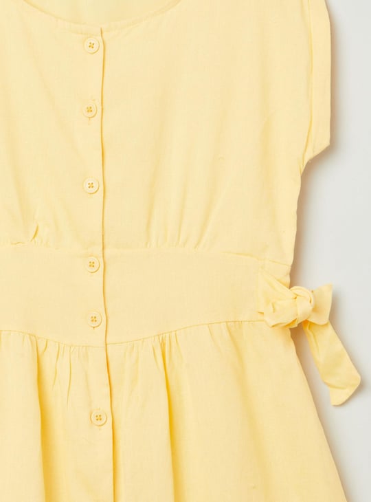 Girls Solid Woven A-Line Dress