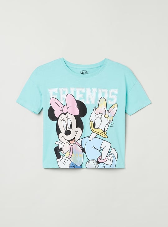 Girls Disney Printed Round Neck T-shirt 