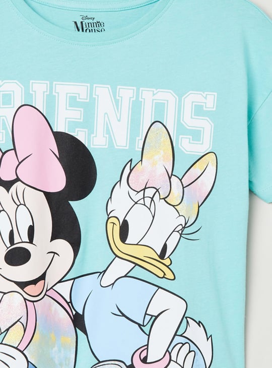 Girls Disney Printed Round Neck T-shirt 