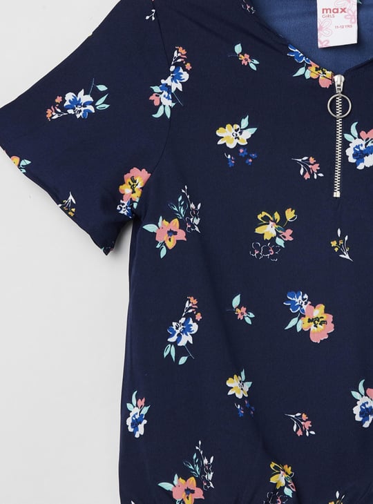 Girls Printed Blouson Top 