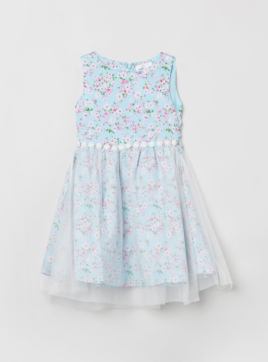 Girls Floral Print Fit and Flare Dress