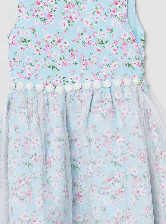 Girls Floral Print Fit and Flare Dress