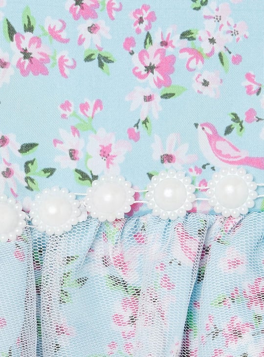 Girls Floral Print Fit and Flare Dress