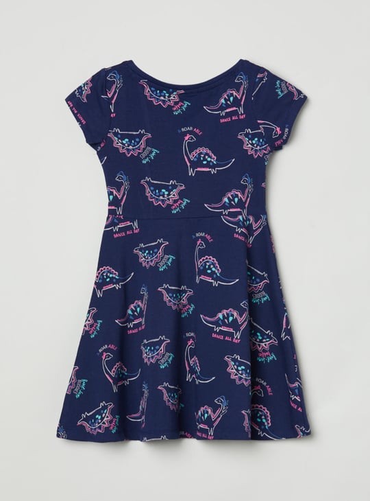 MAX Girls Printed Round Neck A-line Dress