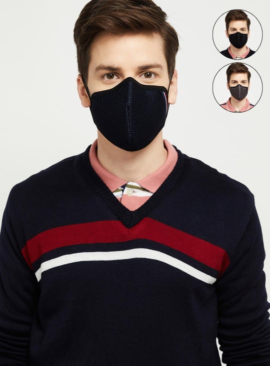 MAX Women Textured Unisex Face Mask- Set of 3