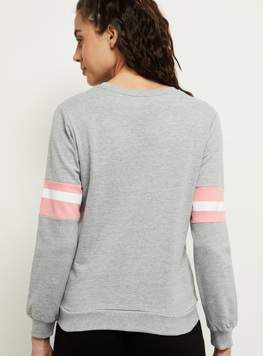 MAX Women Printed Round Neck Sweatshirt